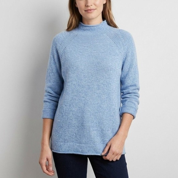 GAP Sweaters - Gap Merino Wool Blend Knit Sweater Womens Large Blue Heather Soft Winter Cozy